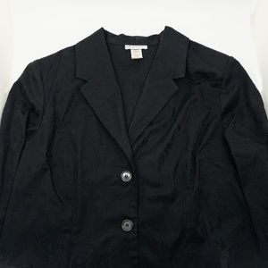 Black Jacquard Print, 3/4 Length Sleeved, Button Front Jacket